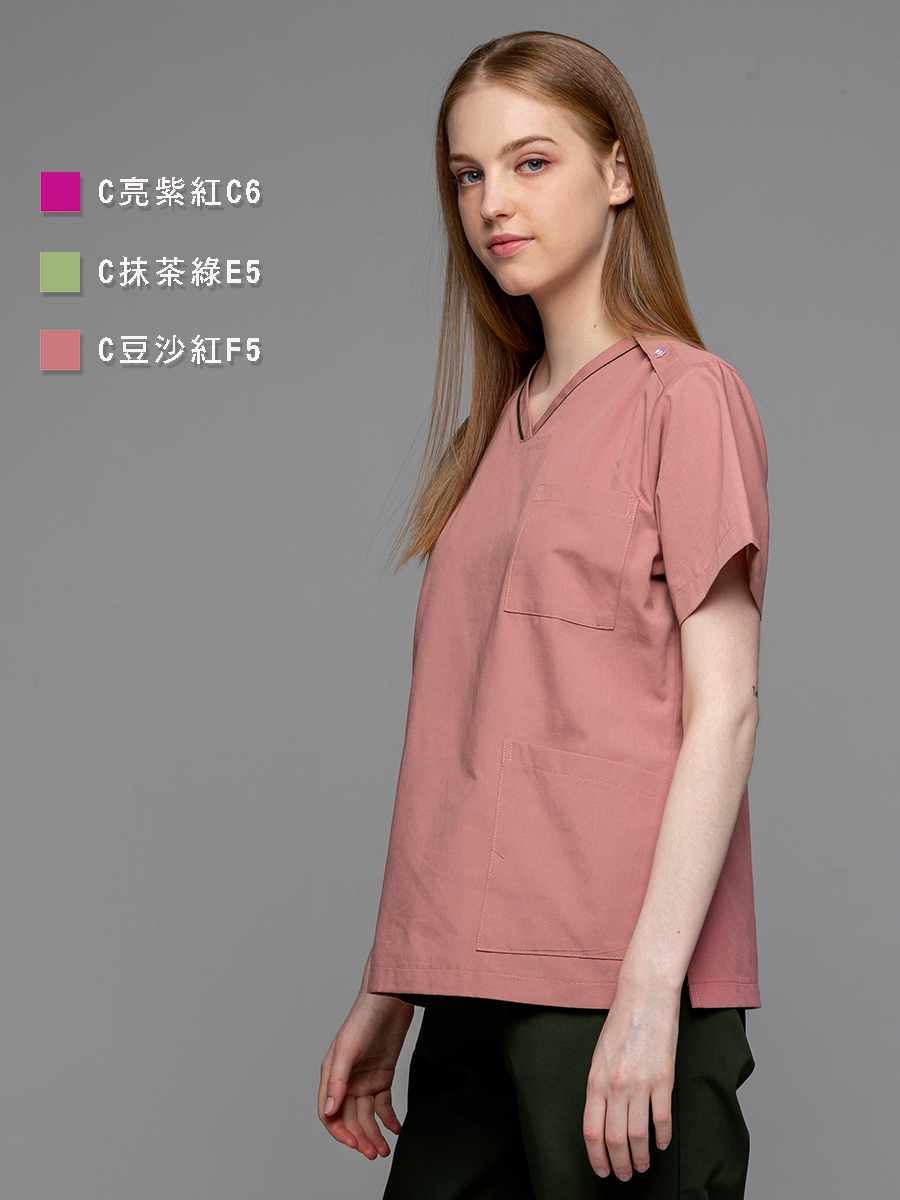 【整套販售】C713-F5 女刷手套裝-C經典布-豆沙紅