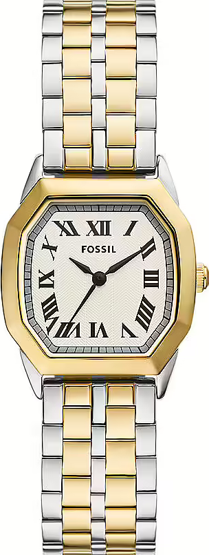 萬年鐘錶 - Fossil  八角錶殼羅馬時標優雅不鏽鋼錶帶女錶 ES5362 錶徑27MM
