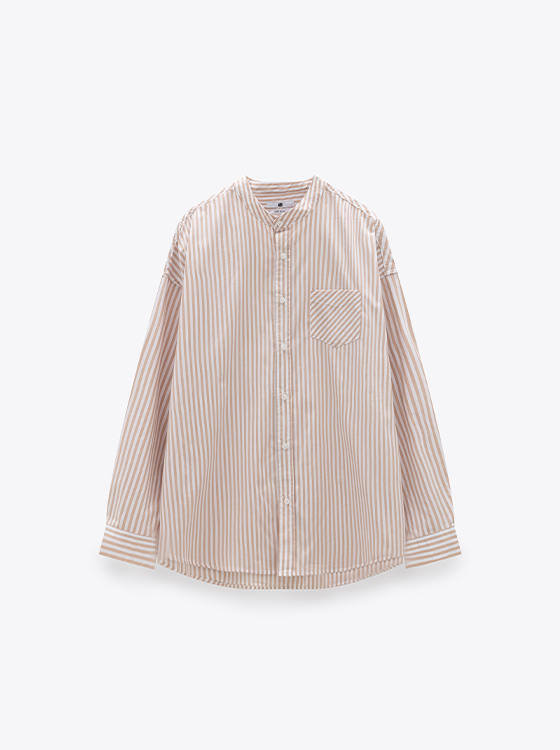 【期間限定】立領寬版色織條紋襯衫