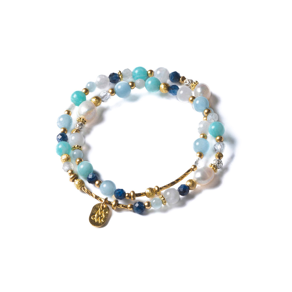 維納斯的眼淚｜珍珠藍色系雙圈手鍊 C1239
