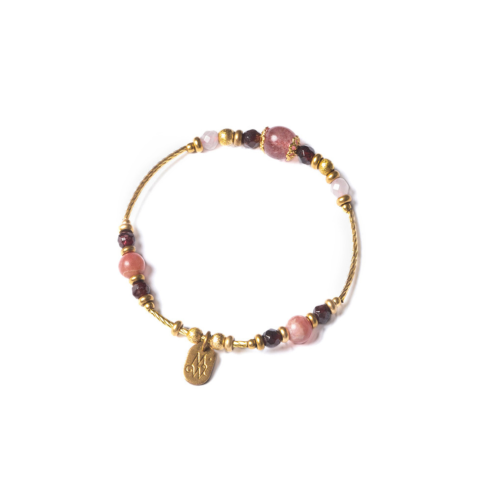 蛋糕上的草莓｜草莓晶黃銅手鍊 C1205