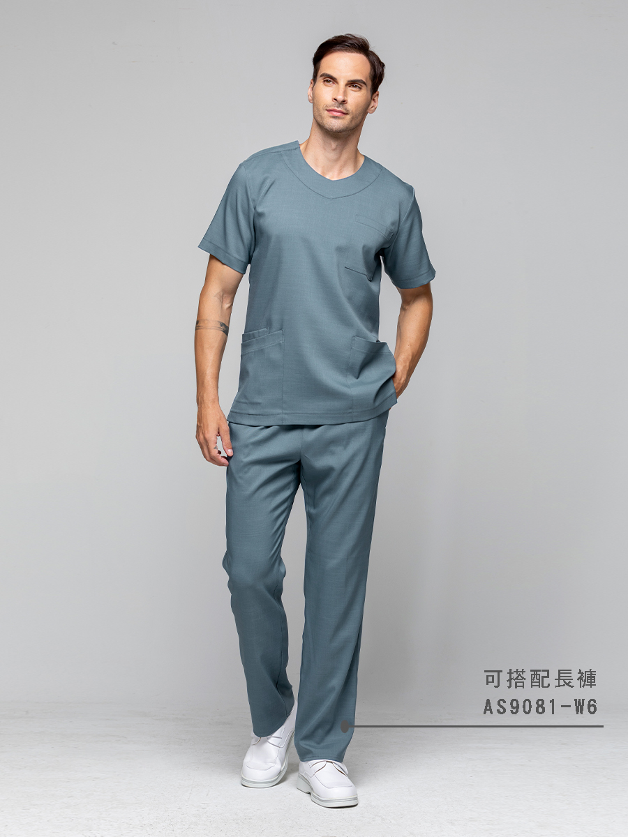 【 AS9081-W6 】男鬆緊長褲-ASV薄彈布-灰蒼藍