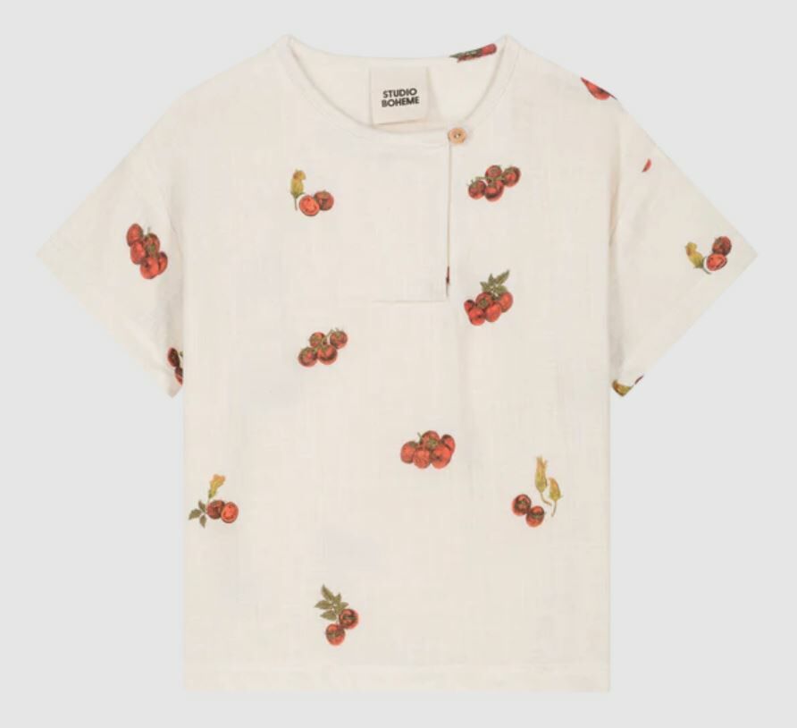 STUDIO BOHEME PARIS 單扣棉紗上衣 T-shirt Orso-Off white tomatoes