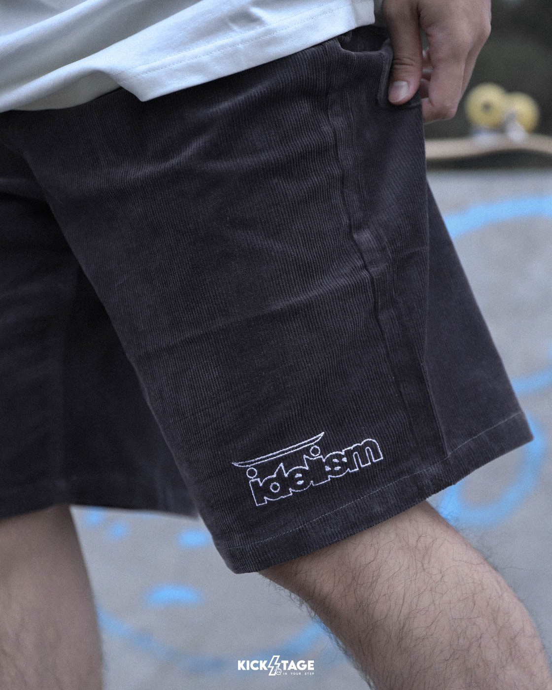 idealism ID9cE Shorts 紫色 黑色 燈芯絨五分短褲【ID24074】