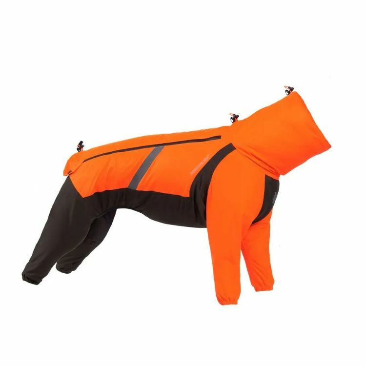【Non-stop dogwear】FJORD彈性機能四腳雨衣(黑橘色）