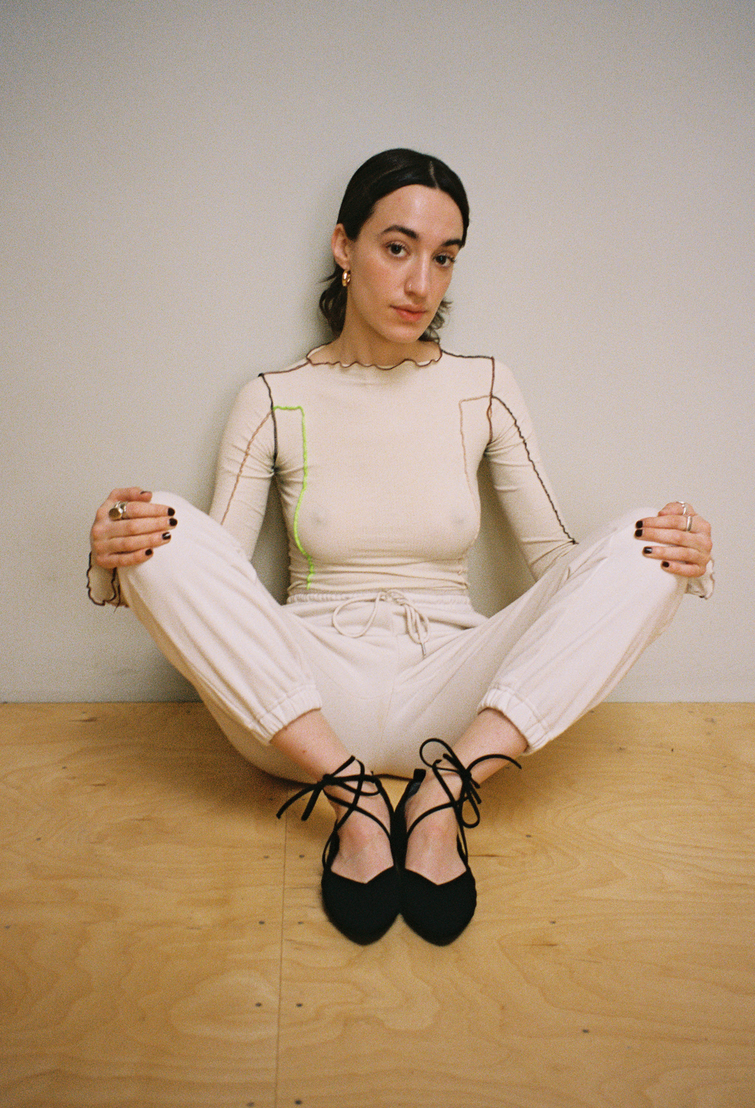 沙丘平底鞋 黑色山型紋