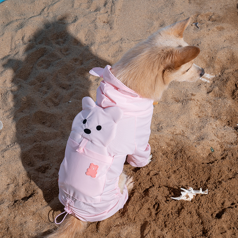 puppygallery｜貝爾熊涼感四腳衣 淡粉
