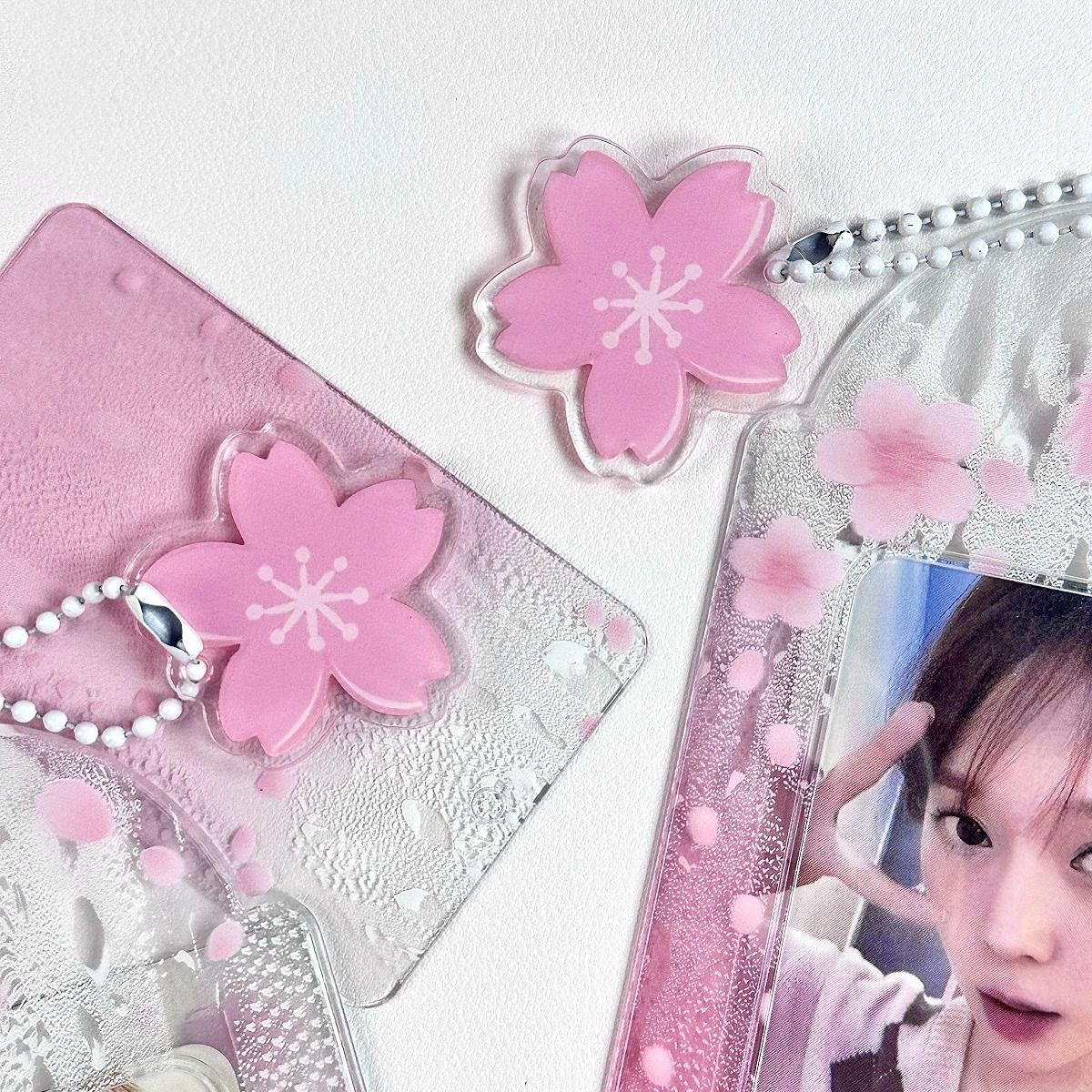 Ins Style Gradient Pink Sakura Card Holder