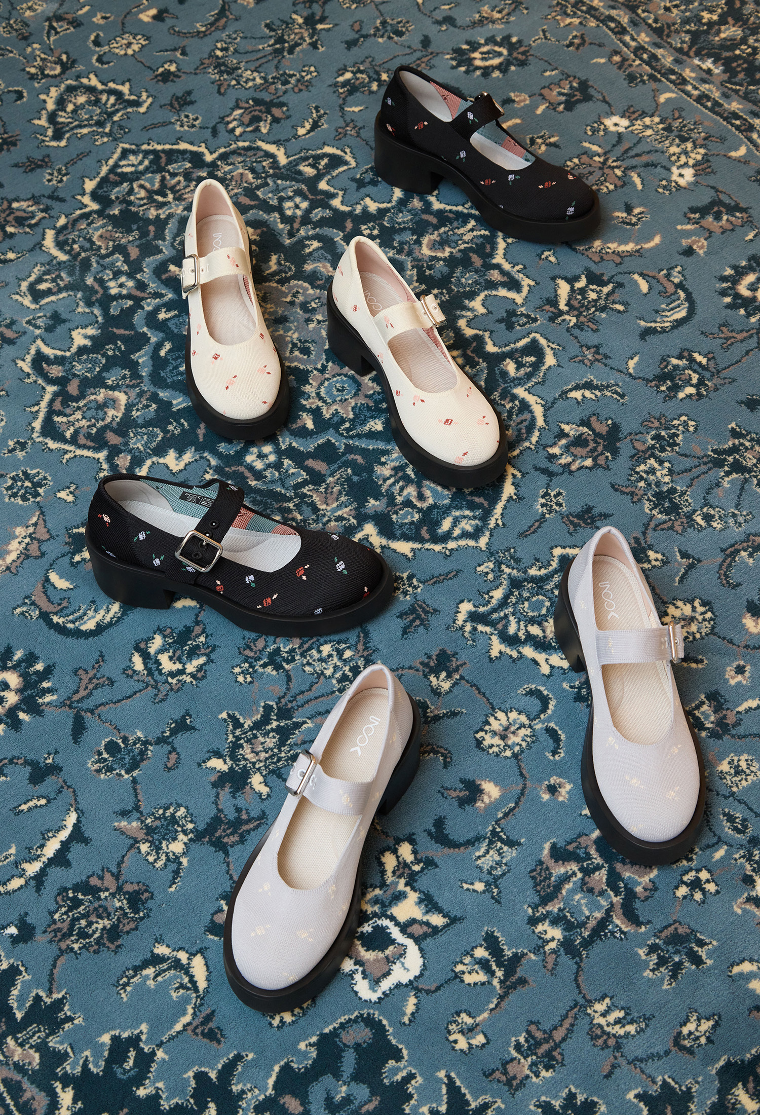 復古瑪莉粗跟厚底鞋 藍薔薇