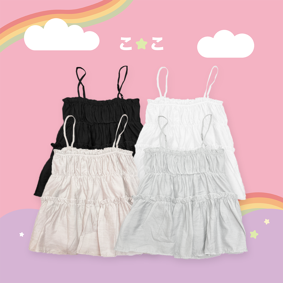 こ♡こ 兩穿細肩蛋糕短洋裝