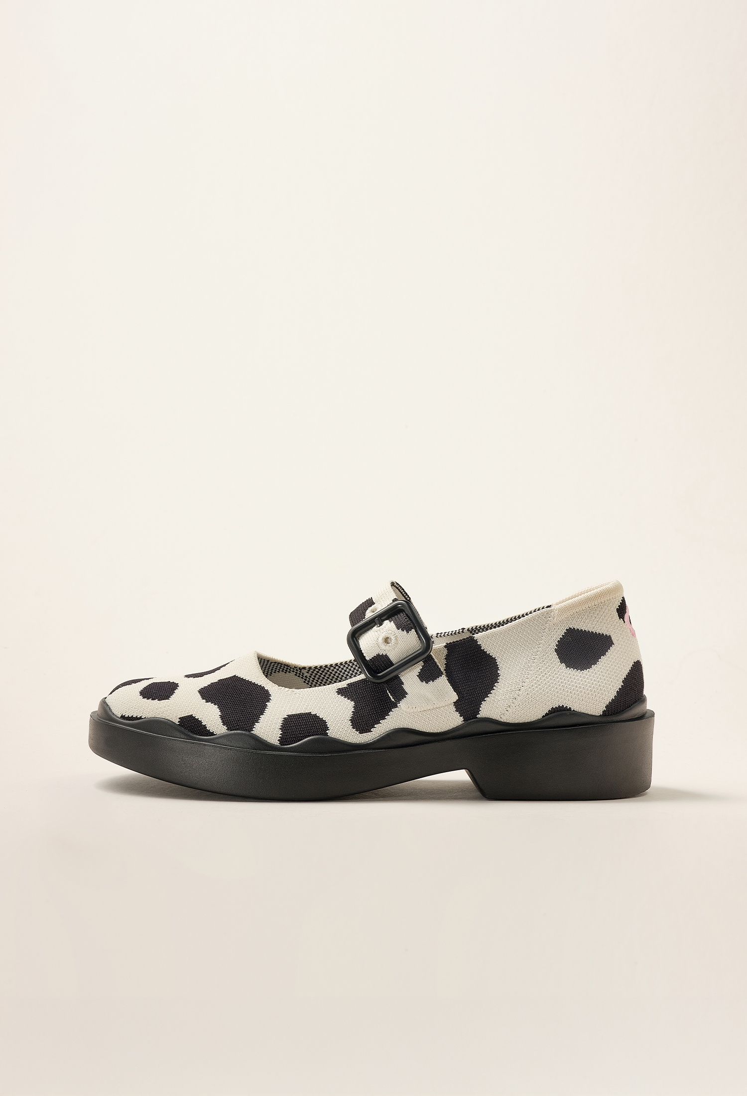 經典花瓣厚底鞋 乳牛紋​