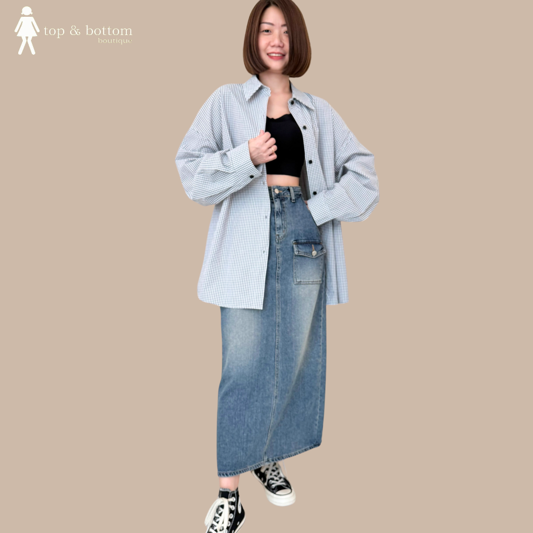 DENIM POCKET PENCIL SKIRT