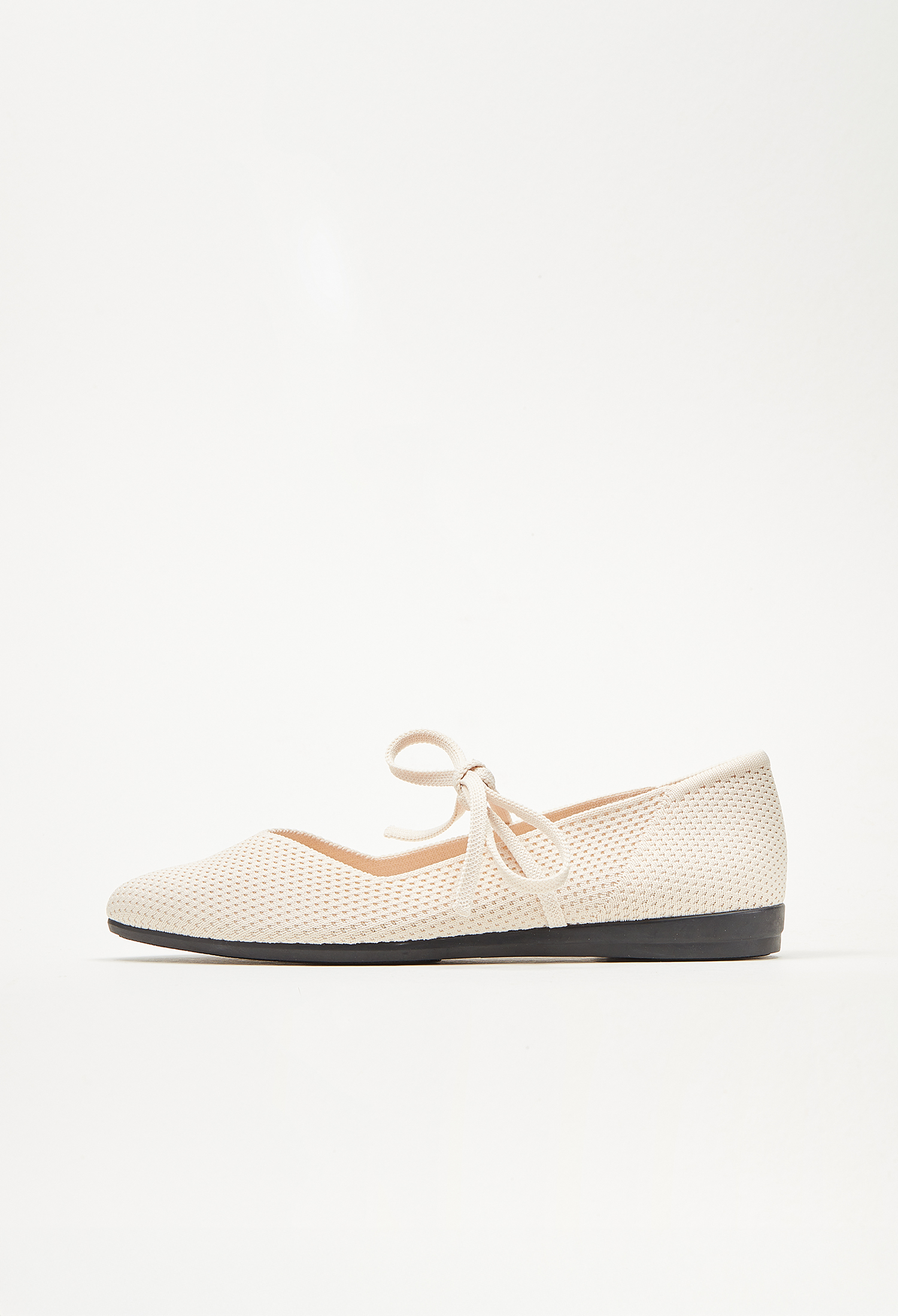 鉤針背心平底鞋 燕麥白