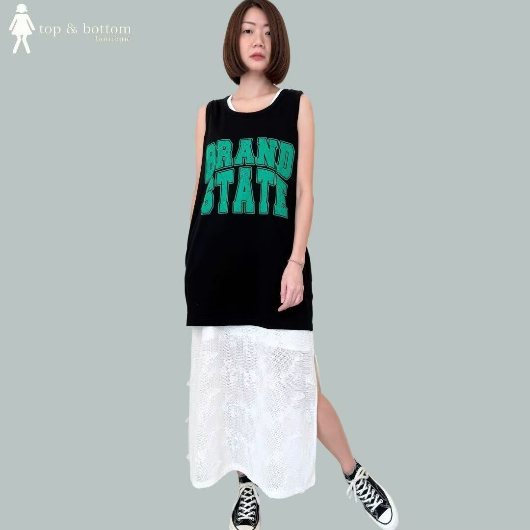 SLEEVELESS EMBROIDERY DRESS WITH INNER (2PCS)
