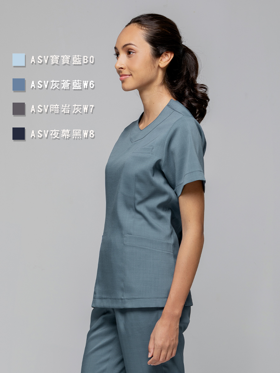 【 整套販售 】AS718-W6 女刷手服套裝-ASV薄彈布-灰蒼藍
