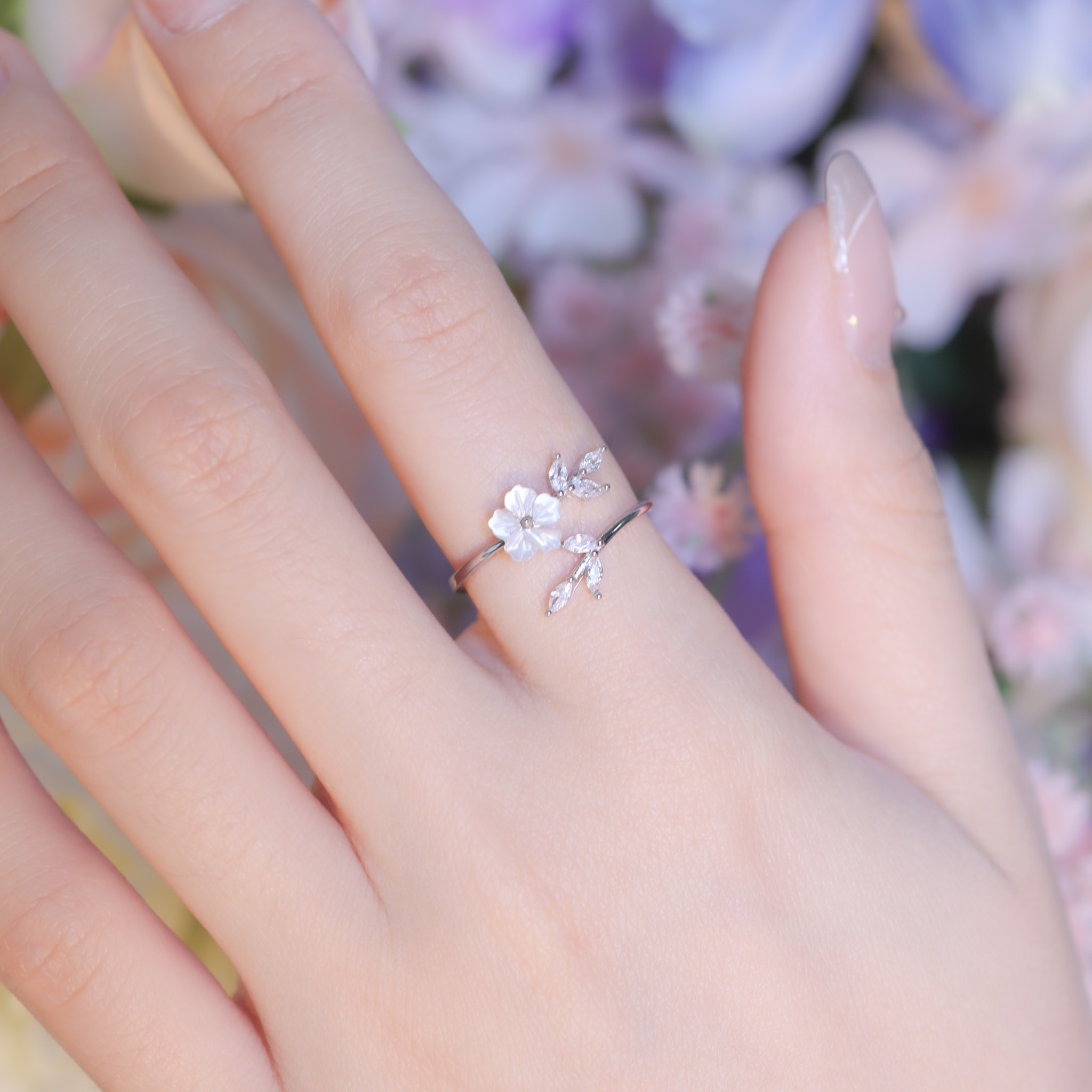 | 925純銀・ 白金・ 玫瑰金 | 櫻意花園戒指 （銀/玫瑰金）  | RI0848 |