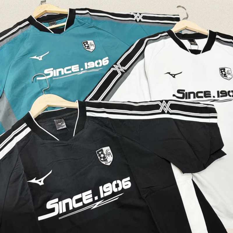 MIZUNO 美津濃 SINCE 1906 JERESY 復古 寬鬆 足球衣 球衣 透氣 快乾 黑色 白色 綠色 短袖上衣 短T K2CE43Y1