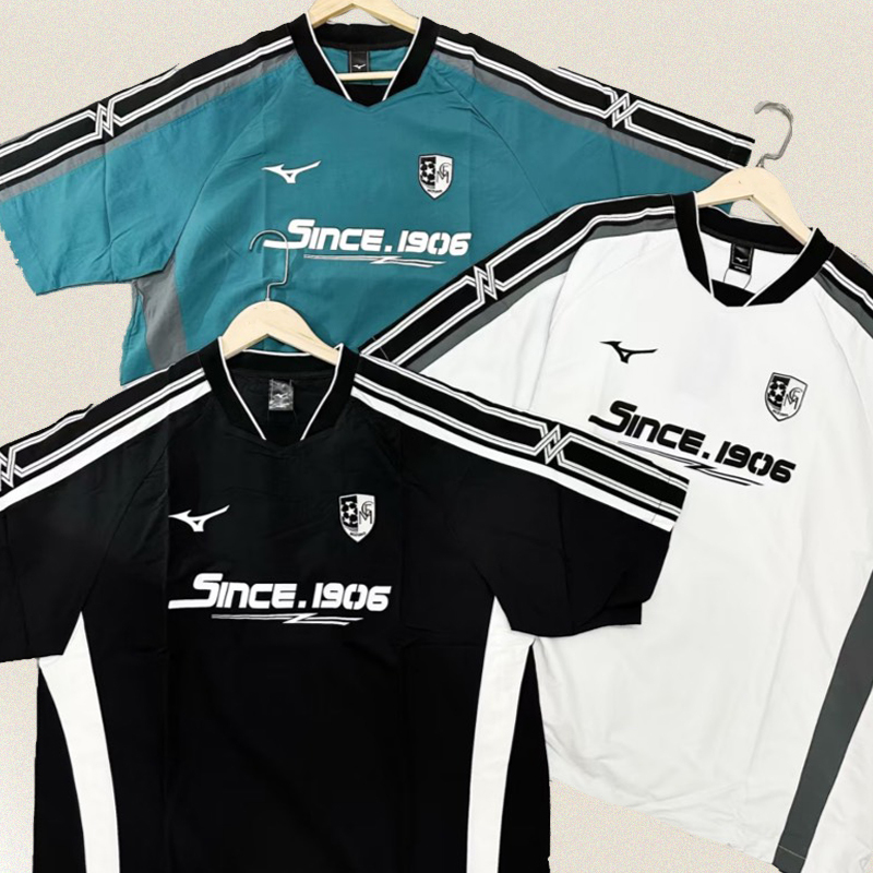 MIZUNO 美津濃 SINCE 1906 JERESY 復古 寬鬆 足球衣 球衣 透氣 快乾 黑色 白色 綠色 短袖上衣 短T K2CE43Y1