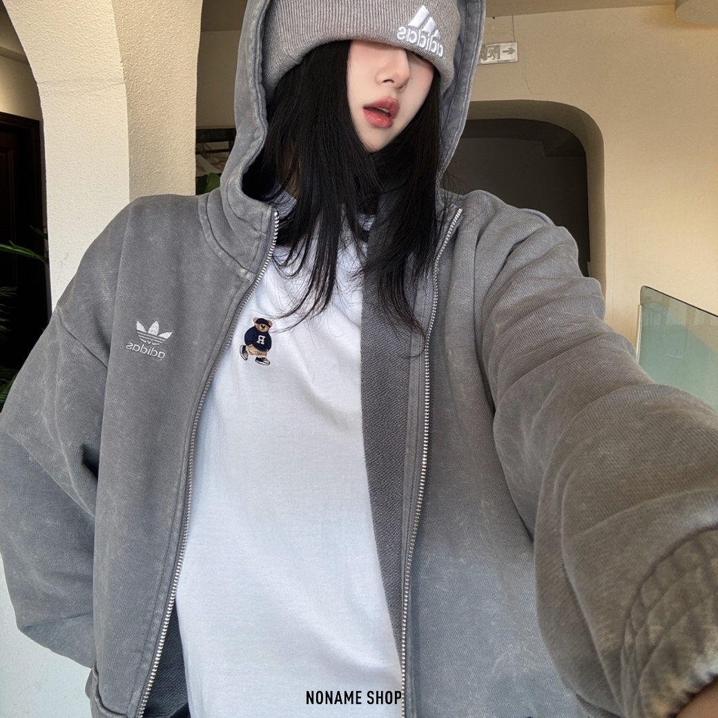 ADIDAS ORIGINALS ACID-WASHED OVERSIZED HOODIE 三葉草 寬鬆 水洗 復古 棉外套 兩色 (女款)
