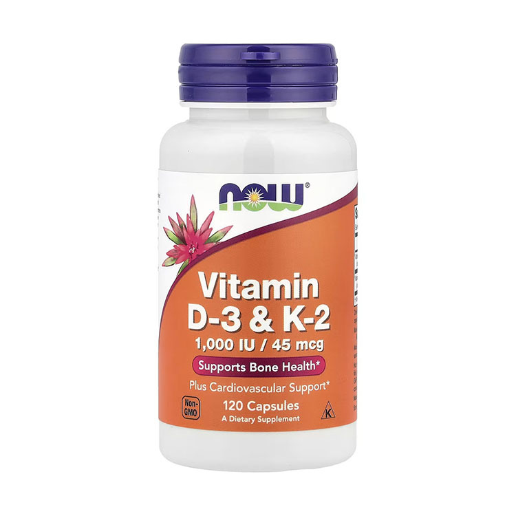 Now Food Vitamin D3+K2, 120 Veg Capsules