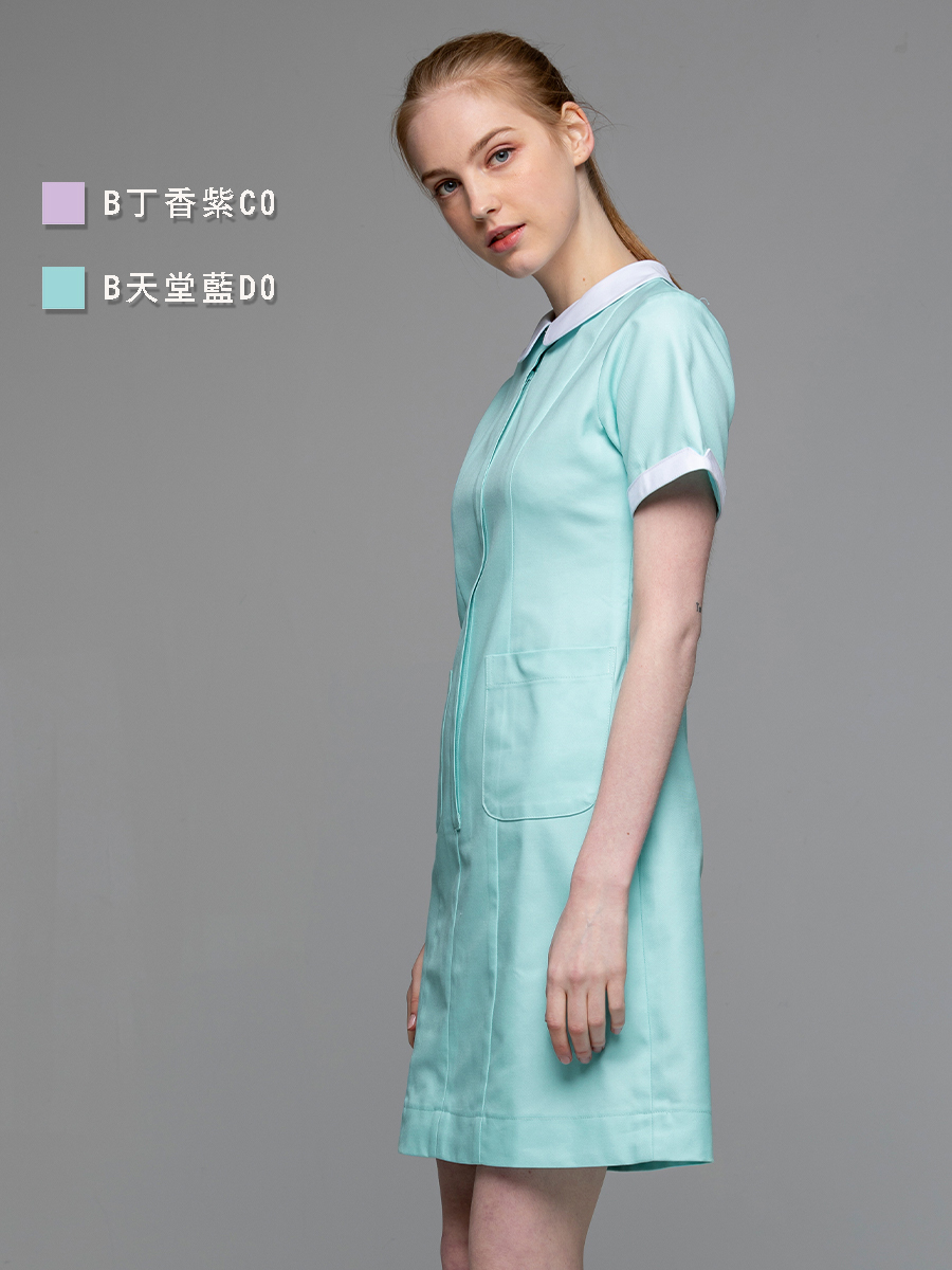 【 B122-D0 】女護理洋裝-B立挺布-天堂藍