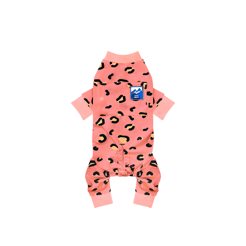 puppygallery｜豹紋涼感四腳衣 珊瑚橘