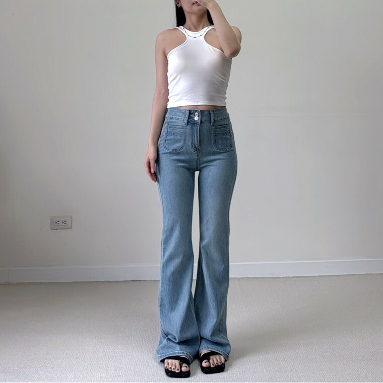 修身牛仔喇叭褲（現貨）