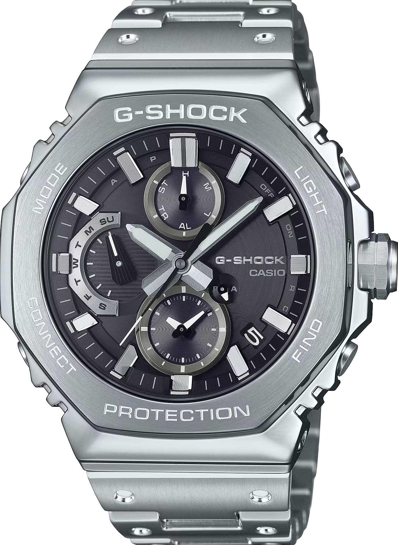 萬年鐘錶 - G-SHOCK  太陽能藍芽八角錶殼系列不鏽鋼運動電子錶 GMC-B2100D-1A 錶徑 : 46.3 mm