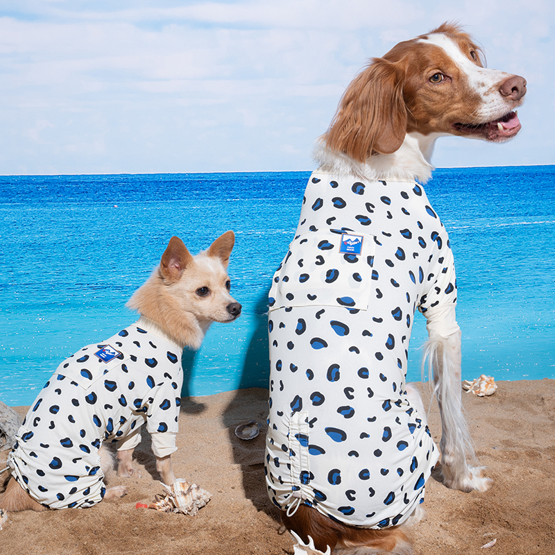 puppygallery｜豹紋涼感四腳衣 象牙白