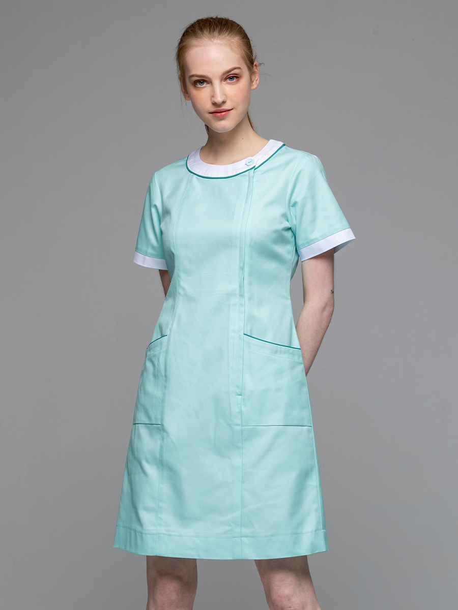 【 B110-D0 】女護理洋裝-B立挺布-天堂藍