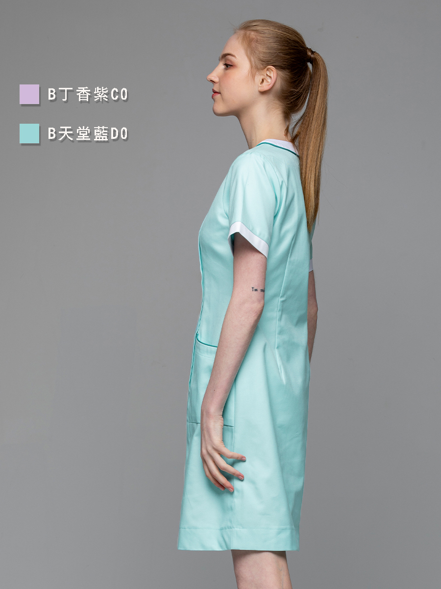 【 B110-D0 】女護理洋裝-B立挺布-天堂藍