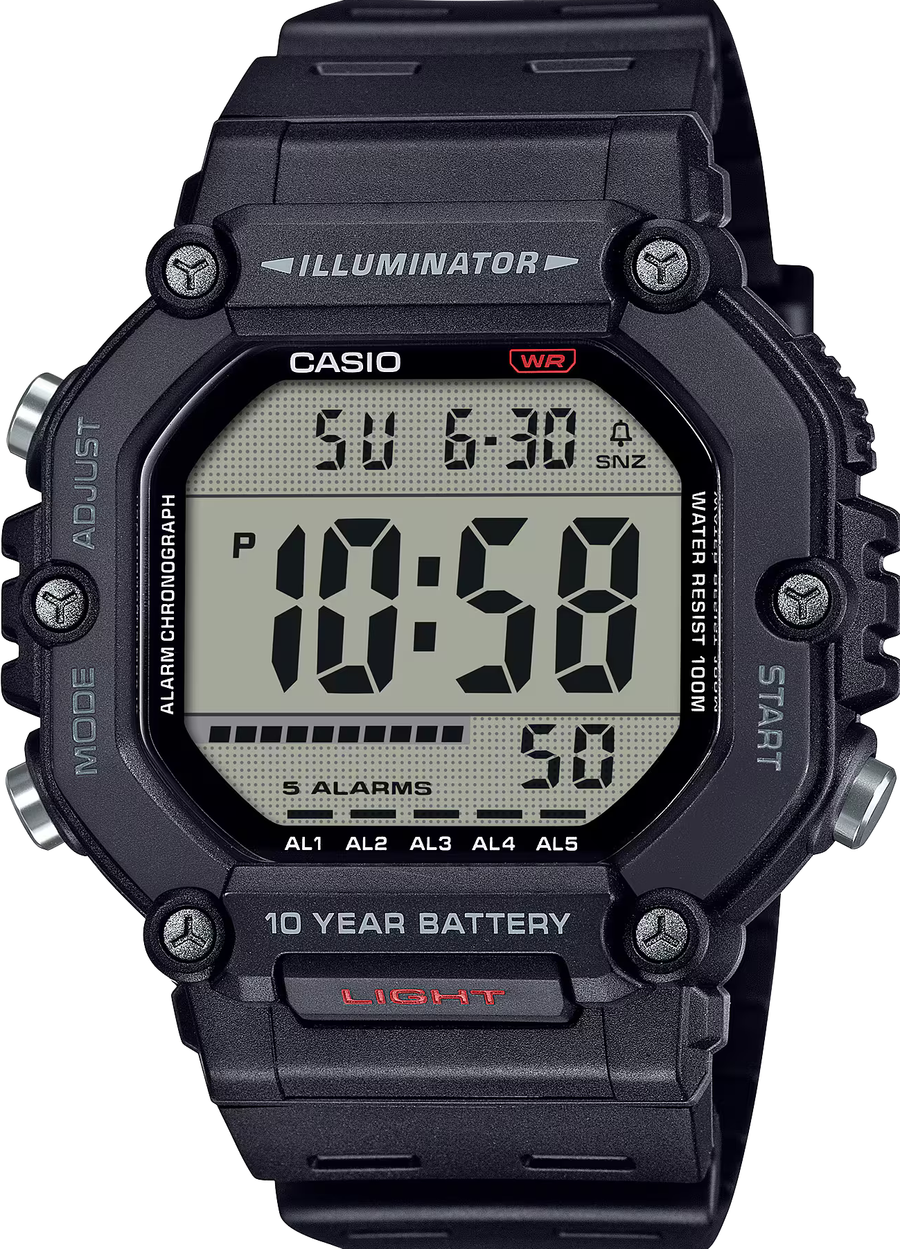 萬年鐘錶 - CASIO  卡西歐  黑色八角形大數字電子錶  AE-1600H-1AV 錶徑 : 49.7mm