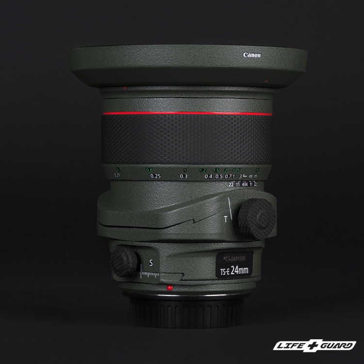 LIFE+GUARD Canon TS-E 24mm F3.5 L II 鏡頭貼膜展示圖，LIFE+GUARD 綠色砂紋風格