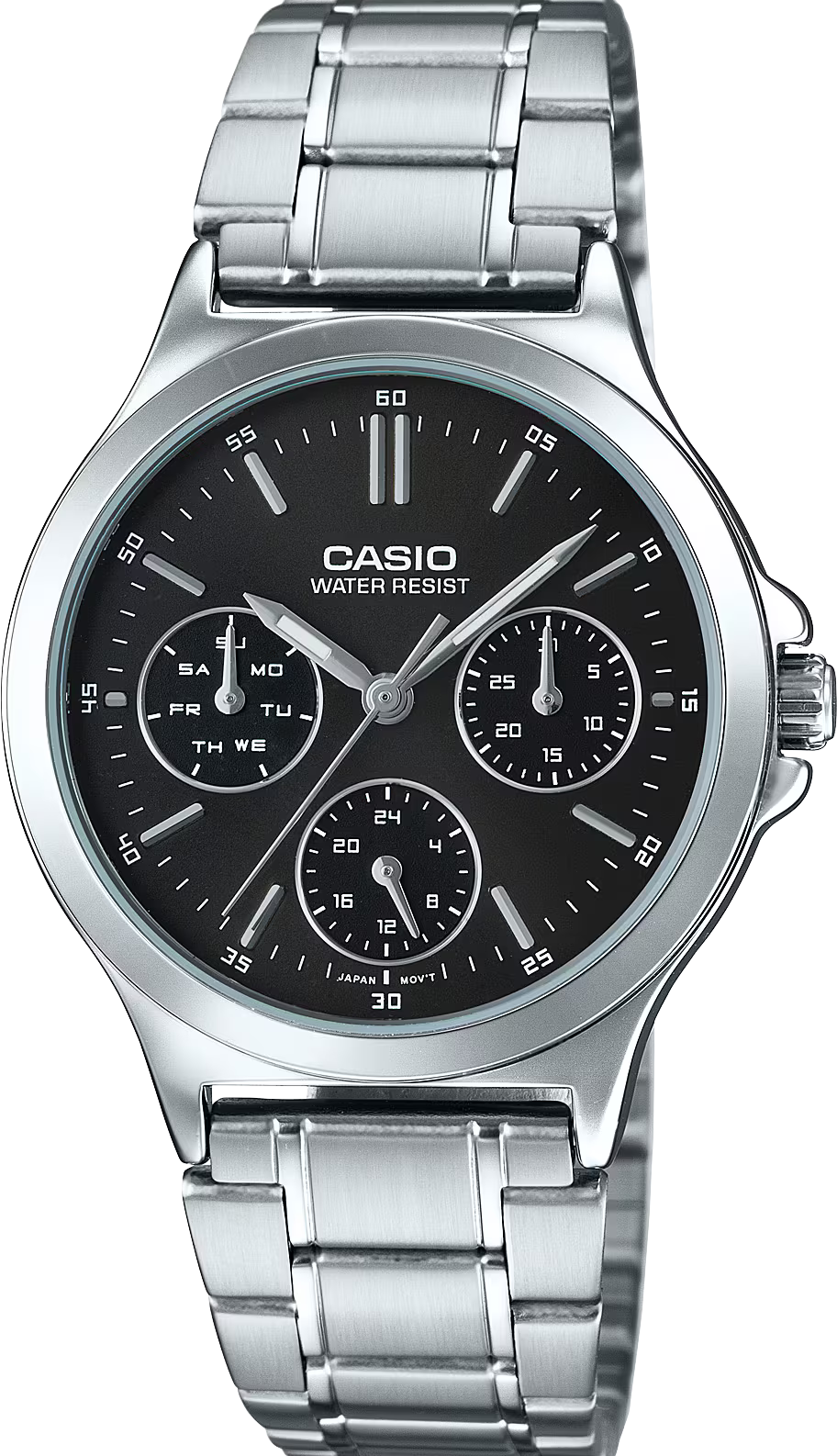 萬年鐘錶 - CASIO  卡西歐 簡約三眼黑面女錶 LTP-V300D-1A 錶徑33.2MM