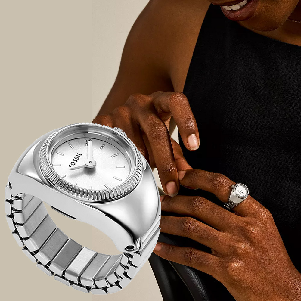 萬年鐘錶 - Fossil   白色面盤簡約款手錶戒指  ES5245 錶徑15MM