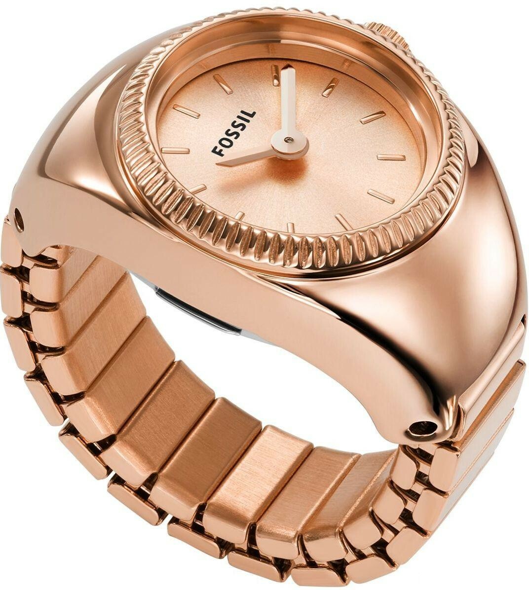 萬年鐘錶 - Fossil  全玫瑰金奢華手錶戒指 ES5247 錶徑15MM