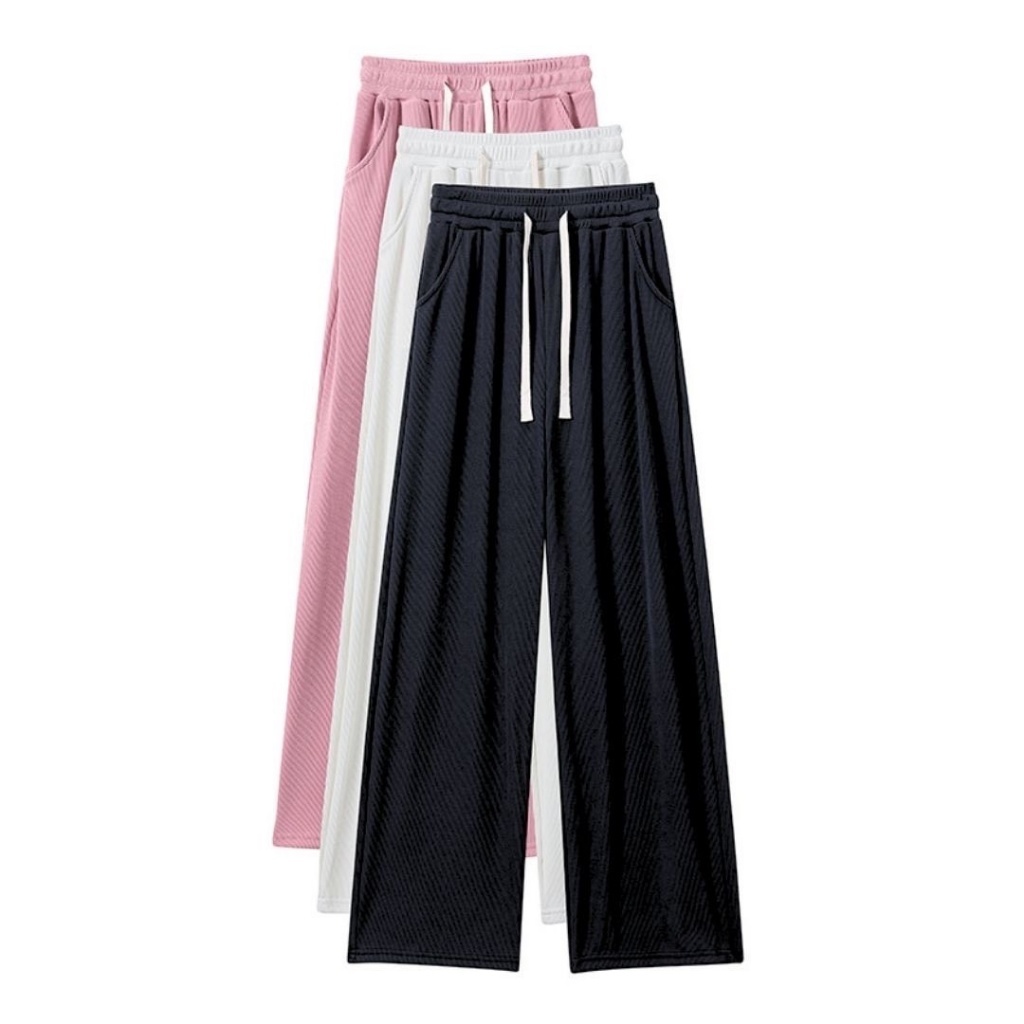 爆冰絲 涼感 針織 寬褲