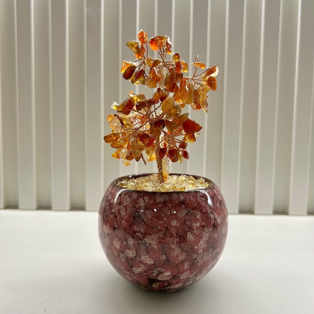 [S] GEMZ & CO HLCT RANDOM CERAMIC BOWL RED AGATE TREE, W47 (W47)