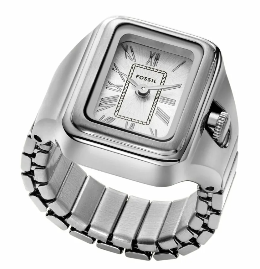 萬年鐘錶 - Fossil  Raquel   方形白面羅馬時標手錶戒指   ES5344  錶徑14MM