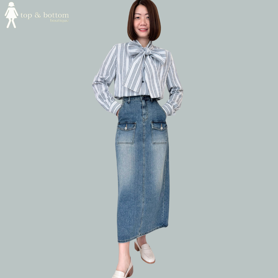 EMBROIDERED LACE & CHECKED RIBBON SHIRT