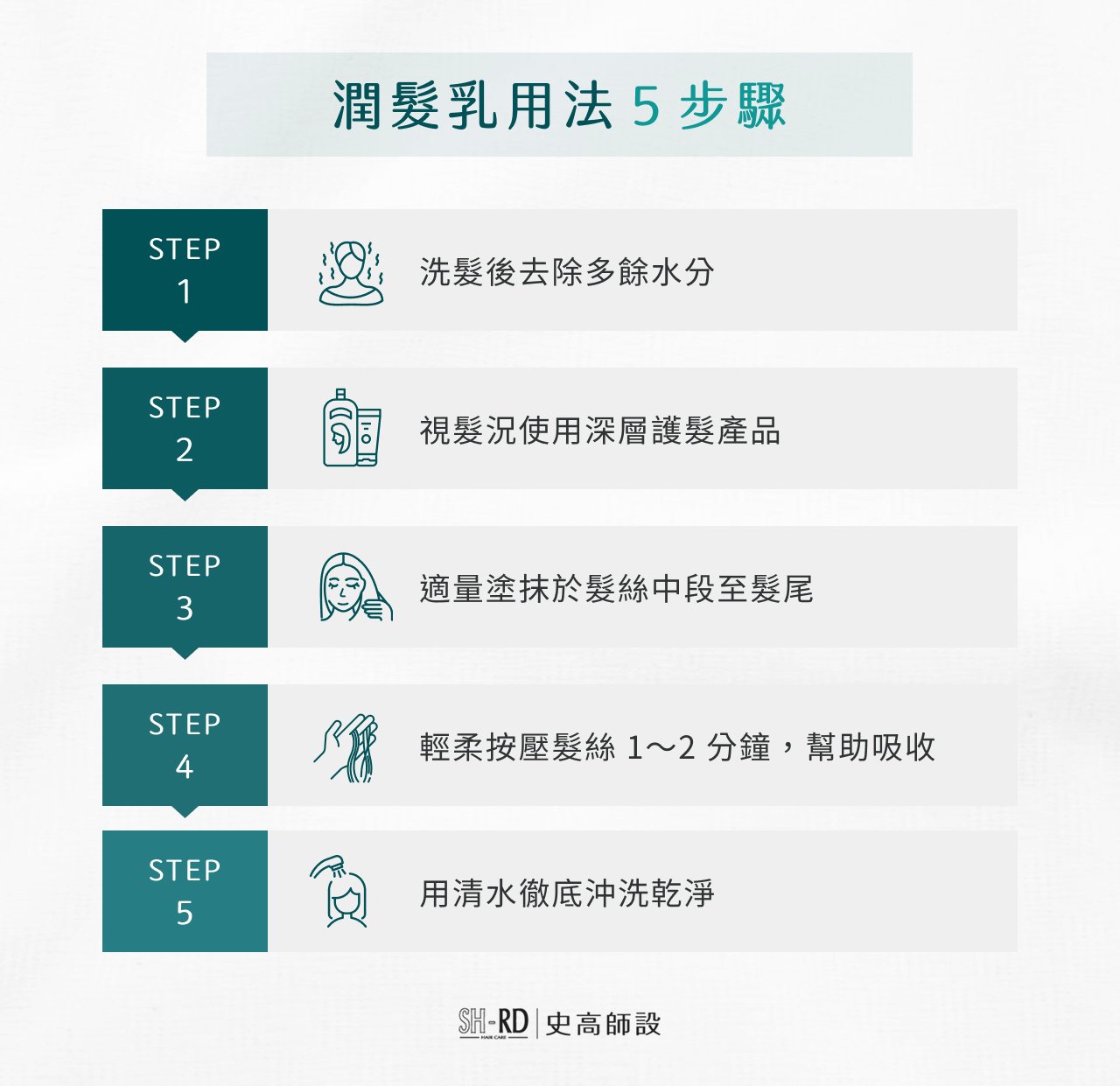 潤髮乳用法5步驟