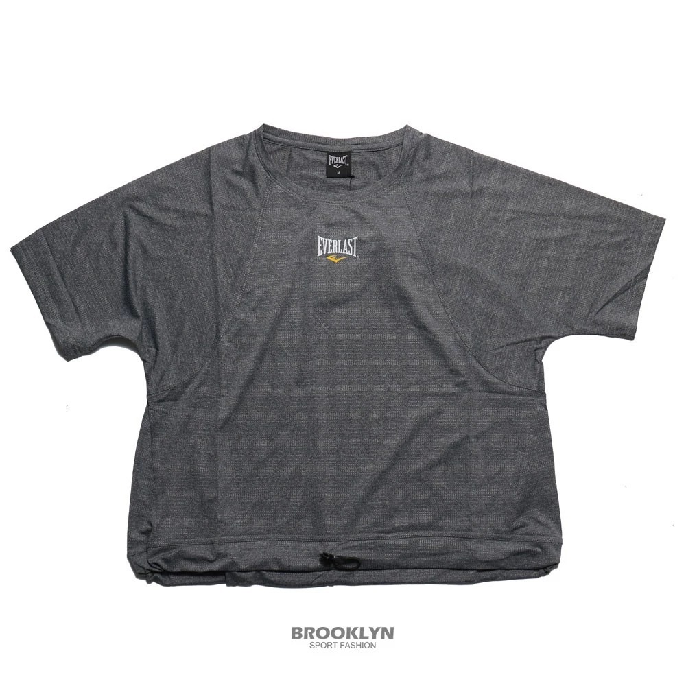 EVERLAST 短T 鐵灰 胸前小LOGO 韻律機能 短版 T恤 休閒 女 4122107912