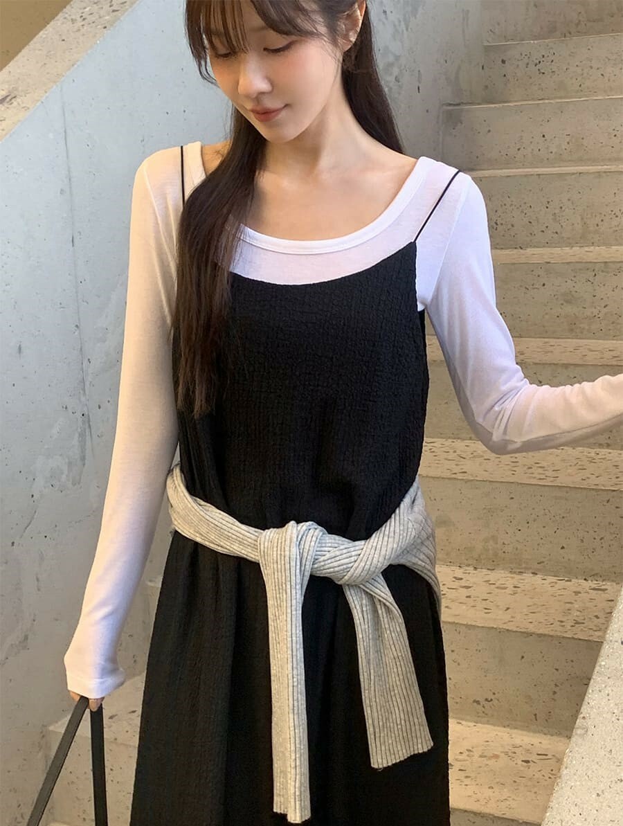 韓國Cherrykoko授權 優雅絲柔日常五色修身U領上衣