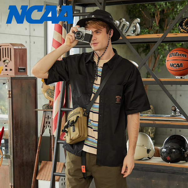 NCAA 中性 哈佛 黑紅 基本織標 工裝 襯衫 7325147120