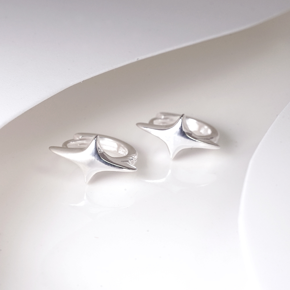 純銀 領航之星 易扣耳環 925純銀耳環 女生耳環 男生耳環