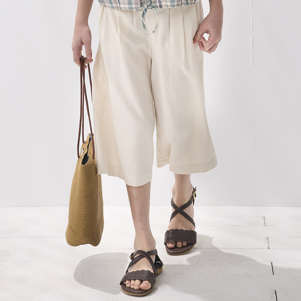 PIPPY 舒適8分寬褲 米白