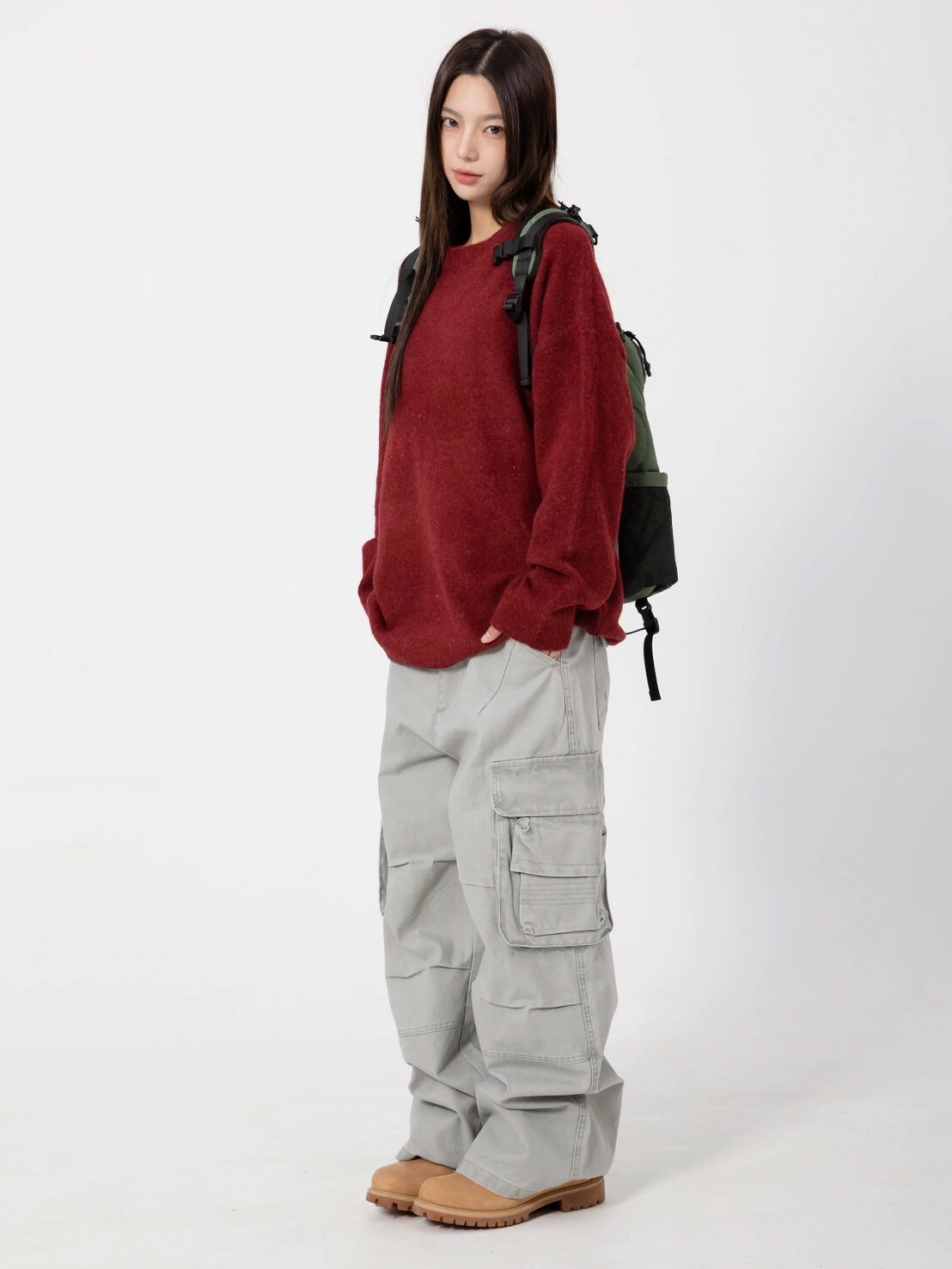 RHOM 水洗 做舊 工裝 寬鬆 闊腿褲 #牛仔褲