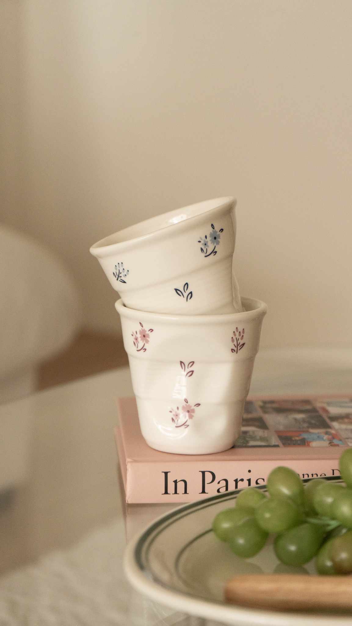 法式小碎花手捏杯