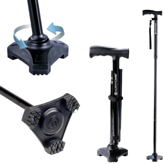 美國【HurryCane】三點抓地拐杖 (可伸縮收納)