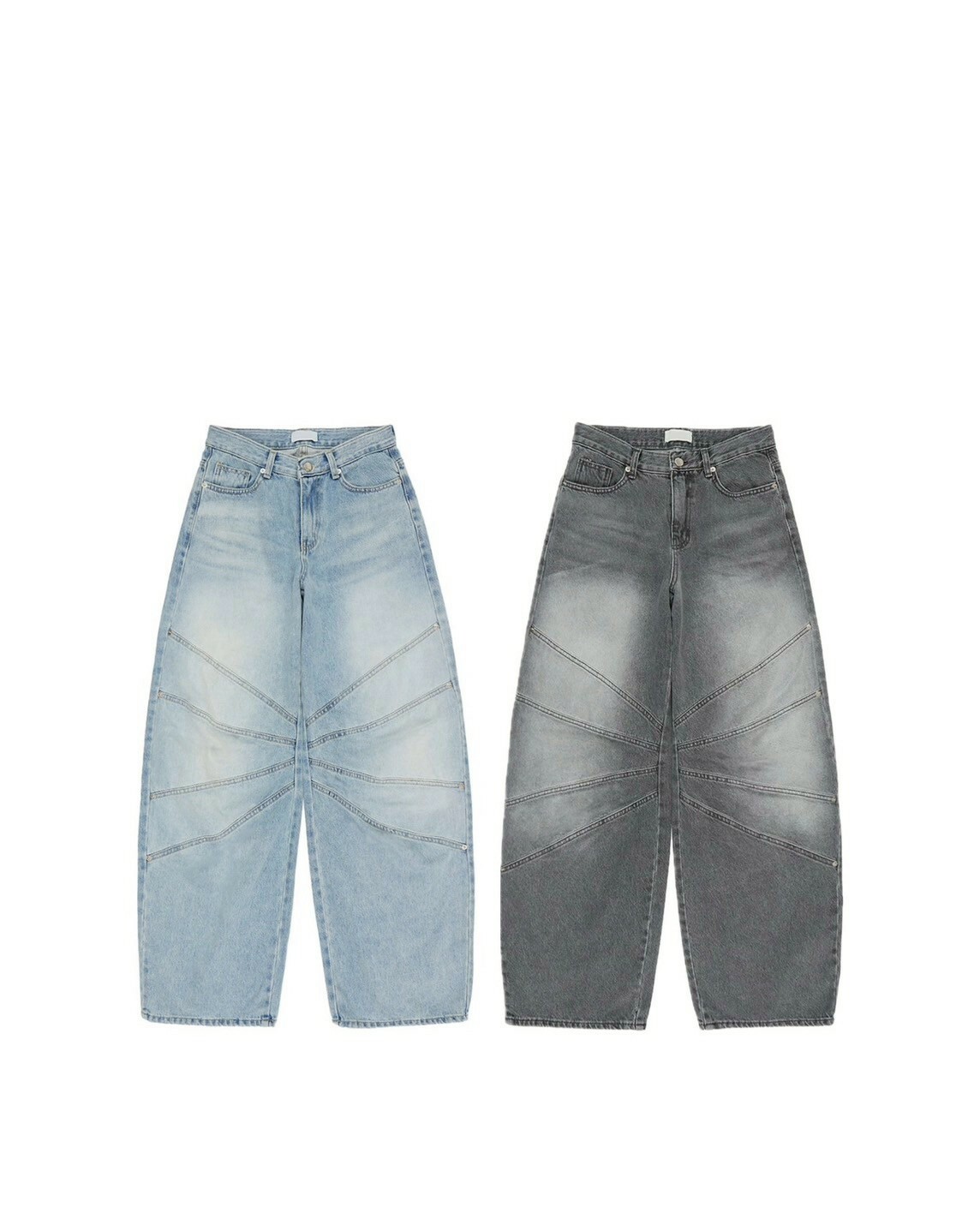 RHOM 撞色水洗 拼接做舊 闊腿 #牛仔褲
